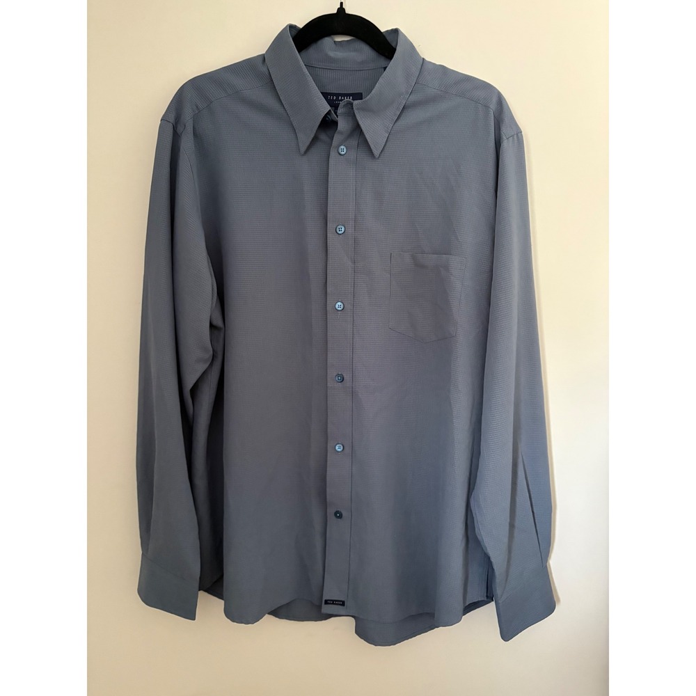 Ted Baker London Men's Sz Large Blue Patterned Long Sleeve‎ Button Up Shirt Sz 4